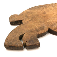Wonderful Old Folk Art Pig Cutting Board with Iron Eyes