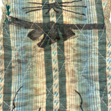 Very Sweet Old Quilted Cat Pot Holder with Hand-drawn Face and Bow