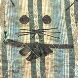 Very Sweet Old Quilted Cat Pot Holder with Hand-drawn Face and Bow