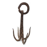 Beautiful Large Hand-forged Iron Grappling Hook in Old White Paint