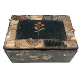 Charming 1889 Wire-Hinged Wooden Box with Hand-sewn, Embroidered Piecework Decoration