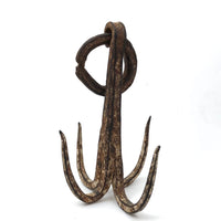 Beautiful Large Hand-forged Iron Grappling Hook in Old White Paint