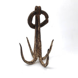 Beautiful Large Hand-forged Iron Grappling Hook in Old White Paint
