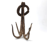 Beautiful Large Hand-forged Iron Grappling Hook in Old White Paint