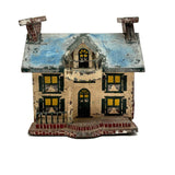 Wonderful Old Scratch Made Elaborately Painted Tin House Still Bank with Wild Chimneys