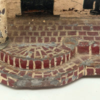 Wonderful Old Scratch Made Elaborately Painted Tin House Still Bank with Wild Chimneys