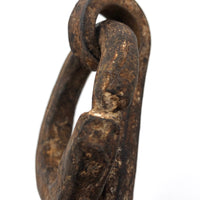 Beautiful Large Hand-forged Iron Grappling Hook in Old White Paint