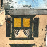 Wonderful Old Scratch Made Elaborately Painted Tin House Still Bank with Wild Chimneys