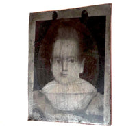 Aura-full Early Tntype of a Folk Art Painting of a Young Child