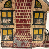 Wonderful Old Scratch Made Elaborately Painted Tin House Still Bank with Wild Chimneys