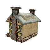 Wonderful Old Scratch Made Elaborately Painted Tin House Still Bank with Wild Chimneys