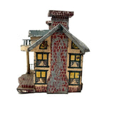 Wonderful Old Scratch Made Elaborately Painted Tin House Still Bank with Wild Chimneys