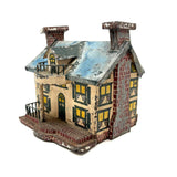Wonderful Old Scratch Made Elaborately Painted Tin House Still Bank with Wild Chimneys