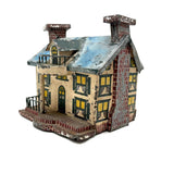 Wonderful Old Scratch Made Elaborately Painted Tin House Still Bank with Wild Chimneys