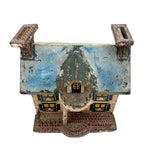 Wonderful Old Scratch Made Elaborately Painted Tin House Still Bank with Wild Chimneys