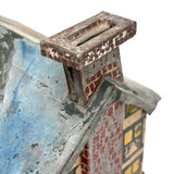 Wonderful Old Scratch Made Elaborately Painted Tin House Still Bank with Wild Chimneys