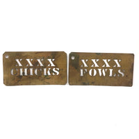 Chicks and Fowls XXXX, Antique Brass Stencils - A Pair
