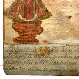 Pabla Rojas Thanks Our Lady of San Juan, Very Tender 1924 Ex Voto Retablo on Tin with Fantastic Surface