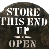 Store with This End Up, Antique Brass Barrel Stencil