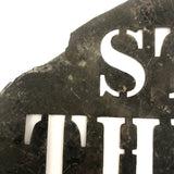 Store with This End Up, Antique Brass Barrel Stencil