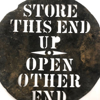 Store with This End Up, Antique Brass Barrel Stencil