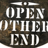 Store with This End Up, Antique Brass Barrel Stencil