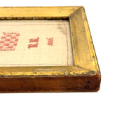 RR's 1836 Red and White Darning Sampler on Homespun Linen in Period Gilded Frame with Original Glass