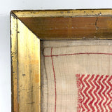 RR's 1836 Red and White Darning Sampler on Homespun Linen in Period Gilded Frame with Original Glass