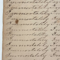 Immortality...Immateriality, Perfectly Poignant 19th Century Penmanship Practice Page