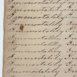 Immortality...Immateriality, Perfectly Poignant 19th Century Penmanship Practice Page
