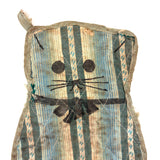 Very Sweet Old Quilted Cat Pot Holder with Hand-drawn Face and Bow