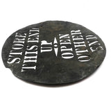 Store with This End Up, Antique Brass Barrel Stencil