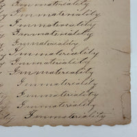 Immortality...Immateriality, Perfectly Poignant 19th Century Penmanship Practice Page