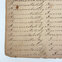 Immortality...Immateriality, Perfectly Poignant 19th Century Penmanship Practice Page