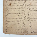 Immortality...Immateriality, Perfectly Poignant 19th Century Penmanship Practice Page