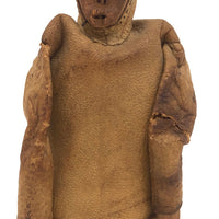 Wonderful Old Inuit Carved Wood Figure in Hide Parka