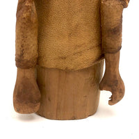 Wonderful Old Inuit Carved Wood Figure in Hide Parka