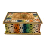 Don't Forget Me, Brilliantly Colored, Beautiful Condition 1820s-30s American Sewing Box with Stencil Painted Sentiment