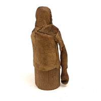 Wonderful Old Inuit Carved Wood Figure in Hide Parka