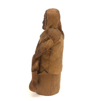 Wonderful Old Inuit Carved Wood Figure in Hide Parka