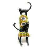 Funny Faced Cats on Cheerful Yellow Rocker, Vintage Folk Art Papier Mache Sculpture