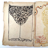 Stunning Antique Islamic Manuscript Folio, Ink and Watercolor on Parchment