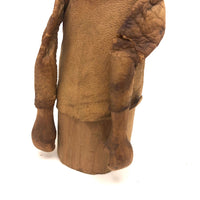 Wonderful Old Inuit Carved Wood Figure in Hide Parka