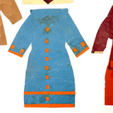 Six Old Homemade Paper Doll Outfits in Excellent Colors