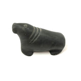 Gentle Looking Inuit Carved Green Soapstone Walrus (No Tusks)