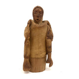 Wonderful Old Inuit Carved Wood Figure in Hide Parka