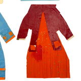 Six Old Homemade Paper Doll Outfits in Excellent Colors
