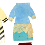 Six Old Homemade Paper Doll Outfits in Excellent Colors