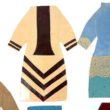 Six Old Homemade Paper Doll Outfits in Excellent Colors