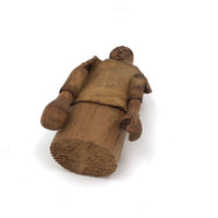 Wonderful Old Inuit Carved Wood Figure in Hide Parka